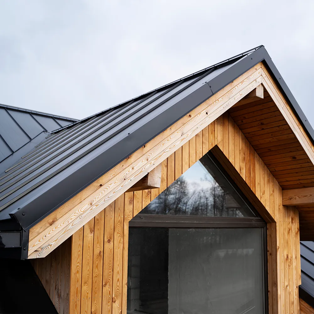 A detailed view of a high-quality zinc metal roofing system with self-healing properties.